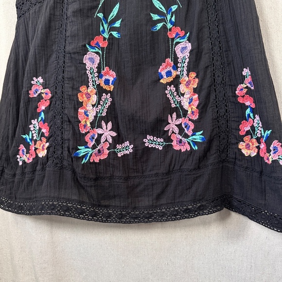 FREE PEOPLE Perfectly Victorian Floral Embroidered Mini Boho Dress | Size S - Picture 4 of 9